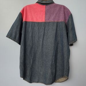 LE BON vintage XL multicolored denim button up